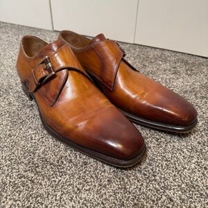 Magnanni Marco V Brown Leather Monk Strap Dress Shoes Mens US 10 EU 43